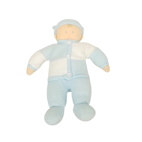 Baby Gund Snugalittle Baby Boy Doll Plush Blue White Waffle Knit Lovey - Picture 1 of 5